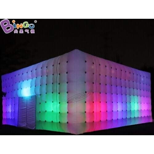 Customized 10x10x4.8 Meters RGB Lights Inflatable Giant Tent / LED Blow Up Cube Tent For Event Toy BG-T0337