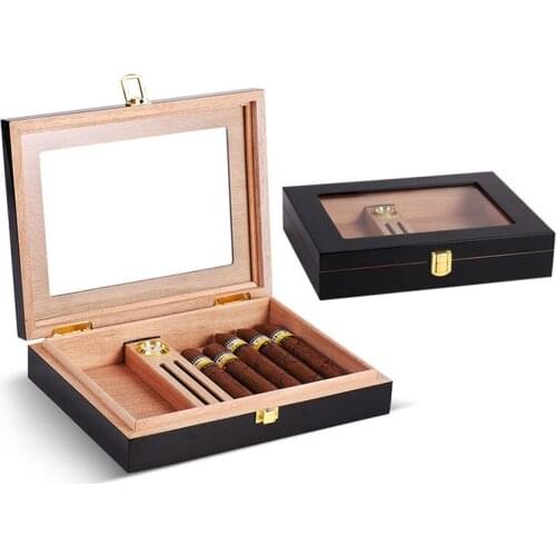 Cedar Humidor Cigar wood Box Travel Cigar Case orginizer with hygrometer Cedar Wood Cutter Puro Set smoking Accessories