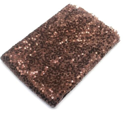 Sequined Lace Fabric Coffee Sequined Embroidery Fabrics Paillette 132cm Wide