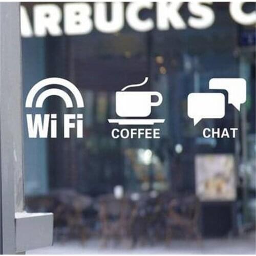 Hotel store glass wall window adhesive service warning label wifi coffee chat service sign icon wall sticker