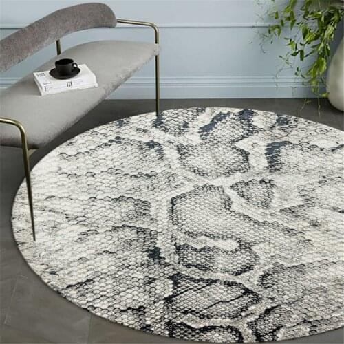 Nordic Style Round Carpet With Animal Skin Pattern Coffee Table Rug Living Room Decor Chair Mat Bedroom Rug Bedside Carpet