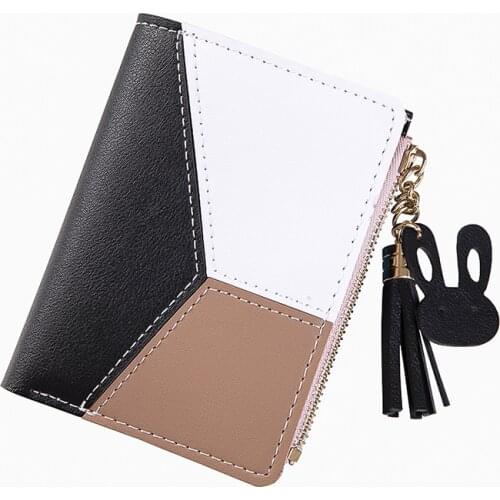 Geometric Women Cute Pink Wallets Pocket Purse Card Holder Patchwork Wallet Lady Female Fashion Short Coin Burse Money Bag