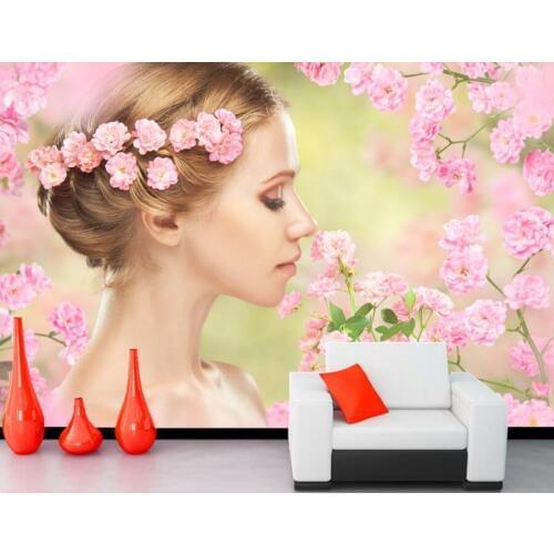 Flowering trees Blonde girl Hair Face Girls wallpaper papel de parede,living room tv sofa wall bedroom wall papers home decor