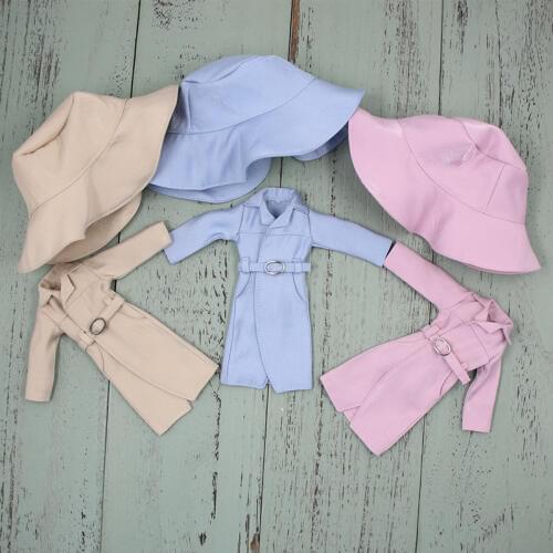DBS Blyth doll clothes Three color trench coat with top hat suit for the 1/6 JOINT body icy girl gift