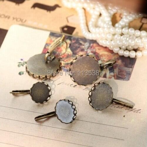 Wholesale Drop Earrings 500pcs/lot 12 14 16 18 20mm round classic lace antique bronze Plated Pad French Earing base freeshipping