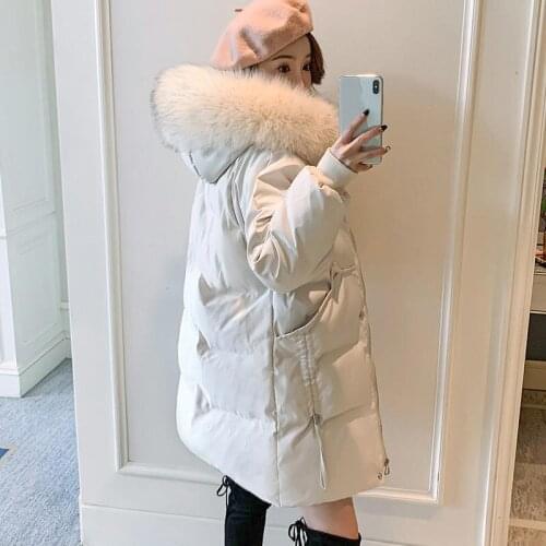 Long Down Cotton Coat Casaco Feminino New Parkas Hooded Loose Warm Thick Autumn Winter Jacket Women Padded Outerwear Solid Q4382