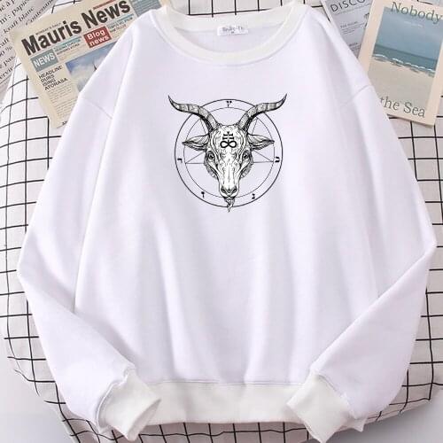 Pentagram Gothic Occult Satan Prints Hoody Woman Fleece fur-liner Sweatshirt Simple S-XXL Hooded Street High Quality Man Clothes