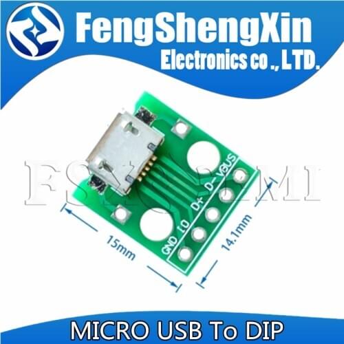 10PCS MICRO USB To DIP Adapter 5pin Female Connector B Type PCB Converter Breadboard Switch Board SMT Mother Seat