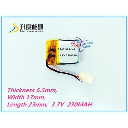 2 pieces Washington Supply 651723 3.7V 230MAH polymer lithium battery , voice recorder battery , lithium polymer battery
