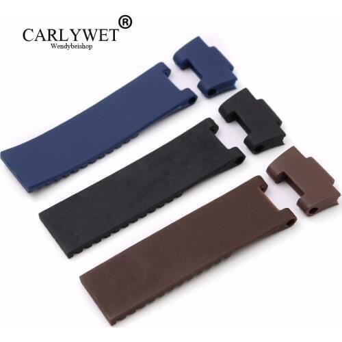 CARLYWET 25*12mm Black Brown Blue Waterproof Silicone Rubber Replacement Wrist Watch Band Strap Belt For Ulysse Nardin