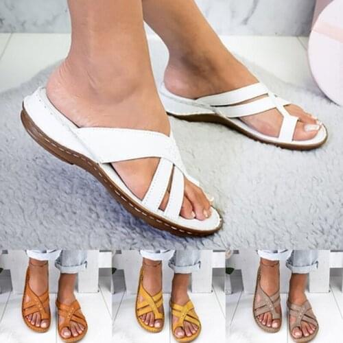 Summer Womens Slippers Open Toe Plus Size Ladies Sandals Clip Toe PU Leather Fashion Female Slides Casual Beach Sandalies