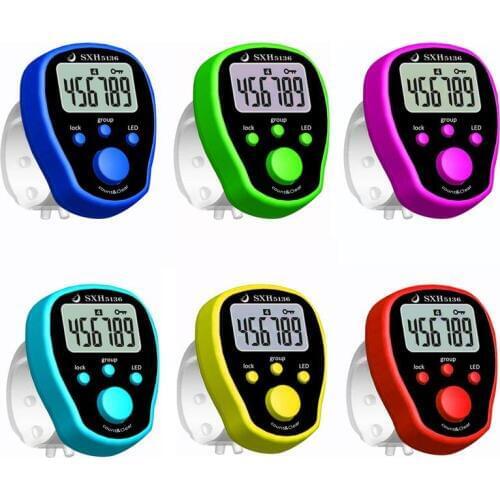 Resettable 5 Digit LCD Electronic Finger Counter Hand Tally Five Groups Counters Finger Electronic Counter LED Electronic Color