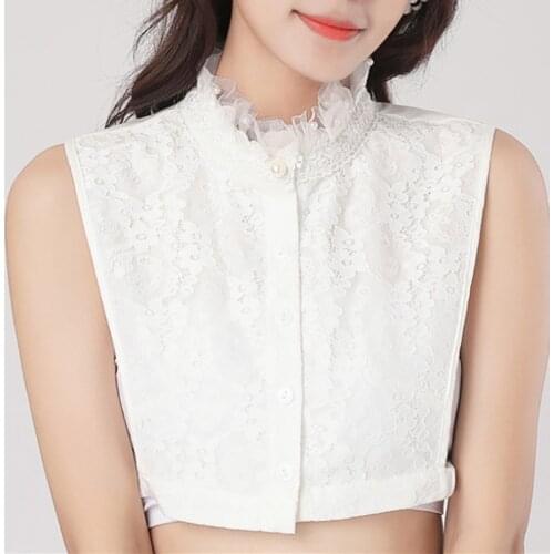 Detachable Collars Women Quality Lace Ruffle Half Blouse Tank top Accessory False Collar Cols Faux Shirt Lapel BLuz Spring