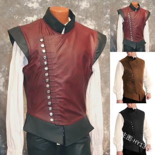 Medieval Men Armor War Leather Vest Larp Knight Warrior Armour Roman Archer Coat Housekeeper Outfit Party Cosplay Costume