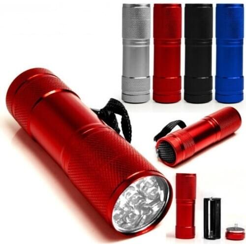 9LED UV flashlight Anti-Counterfeiting Watermark Detection According Scorpion Money Detector Flashlight Led 3x AAA Battery light