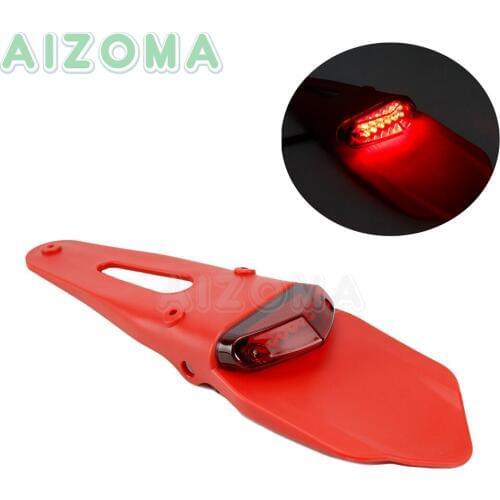 Motocross LED Fender Taillight w/ License Plate Holder Bracket For Kawasaki Honda Yamaha CRF CRM XR Enduro Red Brake Tail Light