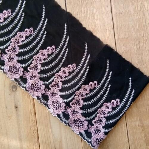 16Yards Black Flowers Embroidered Lace Trim Mesh Tulle Fabric For Lingerie Underwear Bra Dolls Dress Decor New Arrival