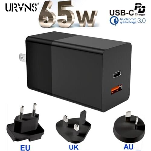 URVNS 65W GaN PPS PD Adapter USB C 61W Charging for MacBook Pro Air, Type C Charger for iPad Pro, iPhone 11, Galaxy, Dell XPS