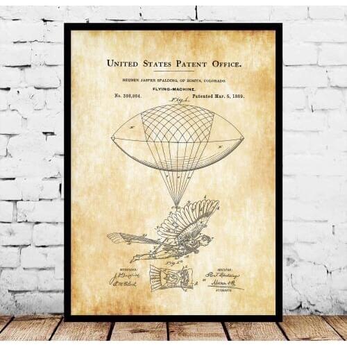 Balloon Bird Flying Machine Patent Print Blueprint Poster
