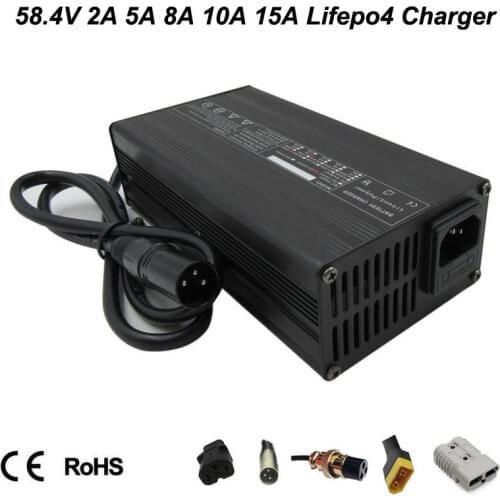 48V 2A 4A 5A LiFePO4 Battery Charger 16S 58.4V 10A 8A LFP Fast Charger Use for 51.2V Electric Bike scooter Forklift battery pack