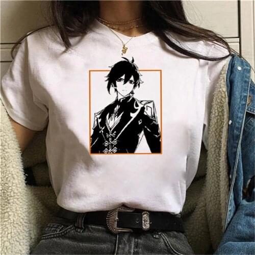2021 Women T-shirt New Game Genshin Impact Aesthetic Graphic Oversized t-shirt Female Harajuku summer T-shirt with Short Sleeve