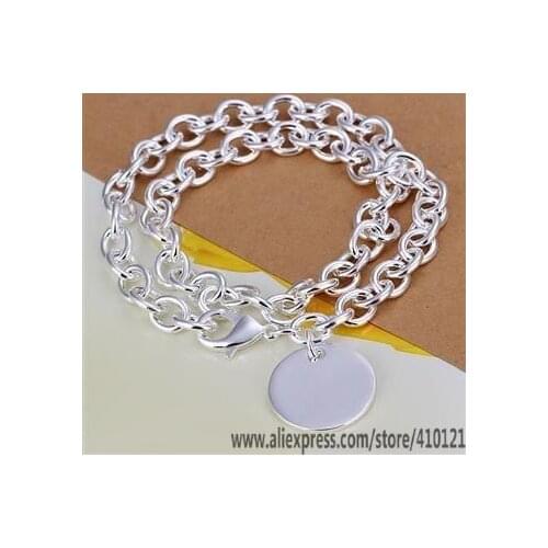 N240 Lucky Charm Silver Color Pendants For Women Jewelry Necklace Women Accessories Fashion Pendant Round Tag Thick Necklace