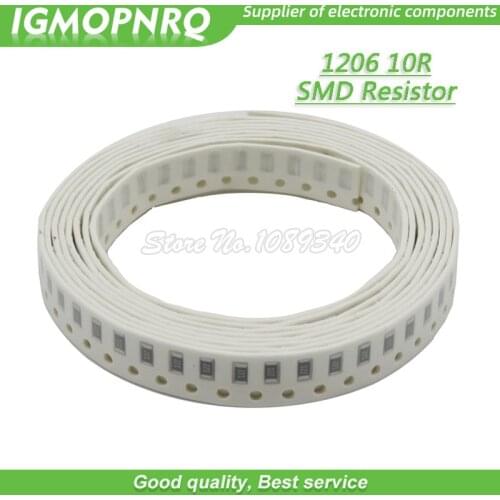 100PCS 1206 SMD Resistor 1% 10 ohm chip resistor 0.25W 1/4W 10R IGMOPNRQ