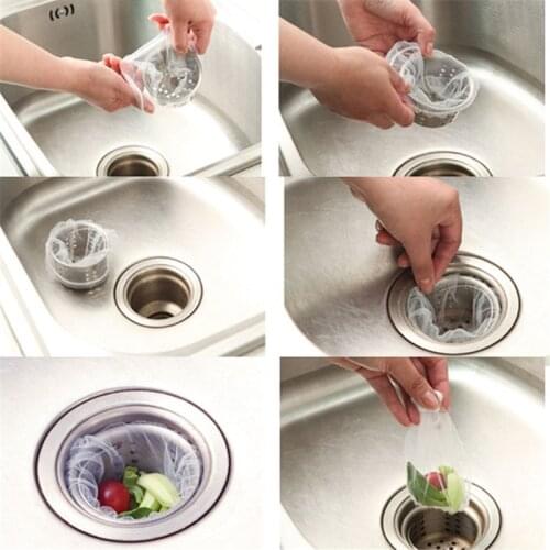 30pcs Disposable Waste Stopper Rubbish Bag / Nylon Sewer Filter bag/ Floor Drain Kitchen Sink Strainer Prevent Clogging