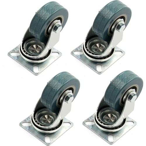 4 x Heavy Duty 50x17mm Rubber Swivel Castor Wheels Trolley Furniture Caster Brake CNIM Hot