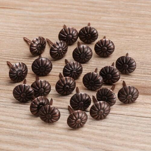 50/100pcs Decorative Nails Chrysanthemum Foam Nails Retro Iron Flower Foam Nails Furniture Wooden Box Decorative Nails