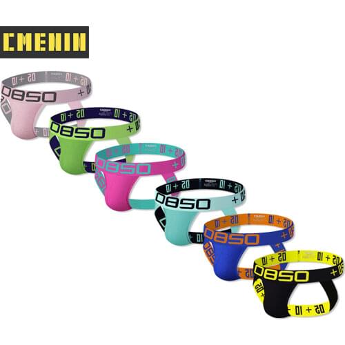 6Pcs/lot Breathable Gay Men Sexy Underwear Thong Men Jockstrap Patchwork Mens Underwear Mens Thongs And G strings BS3515