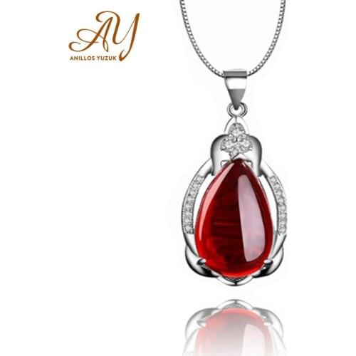 Anillos Yuzuk 925 Sterling Silver Water Drop Agate Gemstone Wedding Pendent Necklace Fine Jewelry Wholesale Drop Shipping