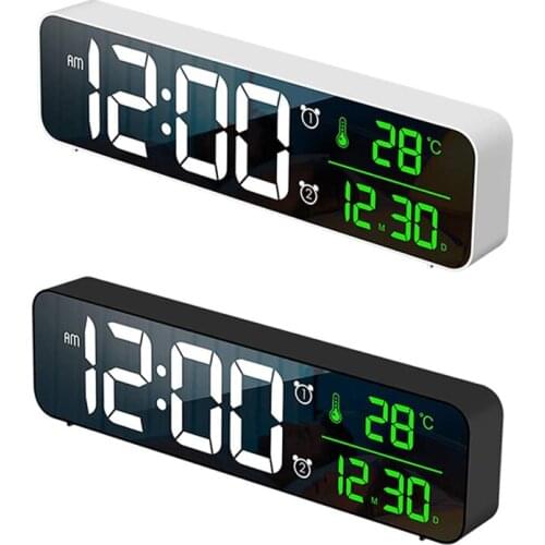 Digital Alarm Clock Large LED Screen Date &Temp Display Snooze Easy Digital Clocks for Bedroom Bedside