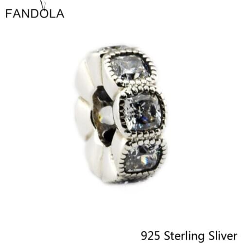 CKK 925 Sterling Silver Alluring Cushion, Spacer With Fashion Charms Beads Fits Original Bracelets DIY Jewelry