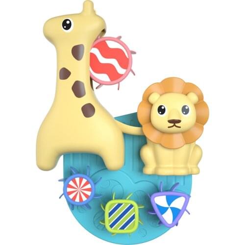 Kids Shower Bath Toys Cute Cartoon Giraffe Lion Waterwheel Toys Baby Faucet Bathing Water Spray Tool Dabbling Toy Baby Toys