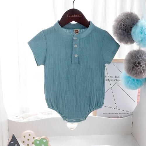 Newborn Casual Romper Baby Boy Girl Solid Short Sleeve Jumpsuit Toddler Summer Cotton Soft One Piece Clothes Sunsuit