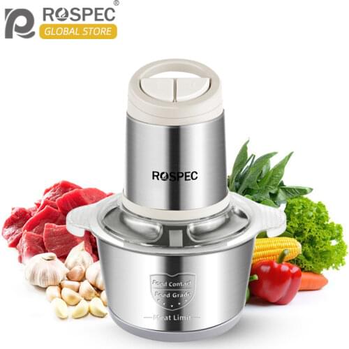 ROSPEC Electric Multi-Functional Chopper Stainless Steel Meat Grinder 300W Powerful Food Chopper 2L Food Processor Slicer Mincer