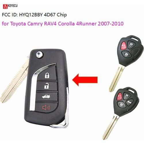 Keyecu Upgraded Flip Remote Car Key Fob for Toyota Camry RAV4 Corolla 4Runner 2007-2010 FCC ID: HYQ12BBY 314.4MHZ 4D67 Chip