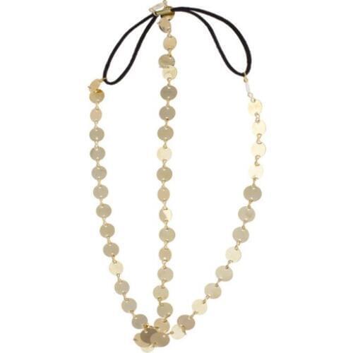 Classic Boho Gold Forehead Hair Jewelry Bridal Headpiece Round Sequins Head Chain Fashion Head Jewelry For Women Party Gift