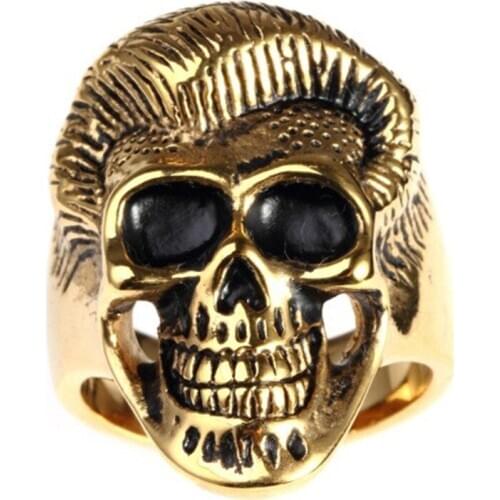 Stainless steel ring Titanium steel elvis Presley Mens skull ring