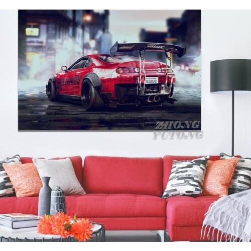 Cool JDM Sport Car Custom Racing Vehicle Fanart Living Room Decoration Home Wall Art Decor Wood Frame Canvas Poster