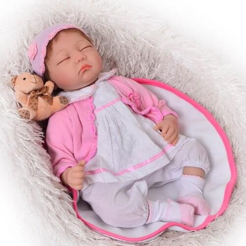 Cute Reborn Baby Doll Soft Silicone Vinyl For Fashion Girls Gifts 22 " Toys Lifelike Close Eyes Lovely Children New Playmates