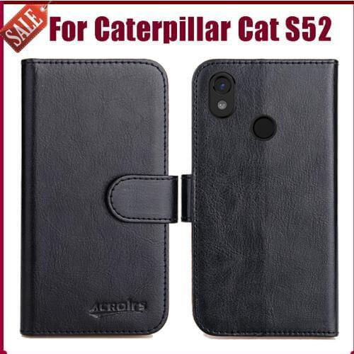 Hot! Caterpillar Cat S52 Case 5.65" High Quality 6 Colors Flip Soft Leather Phone Wallet Cover Case Card Slots