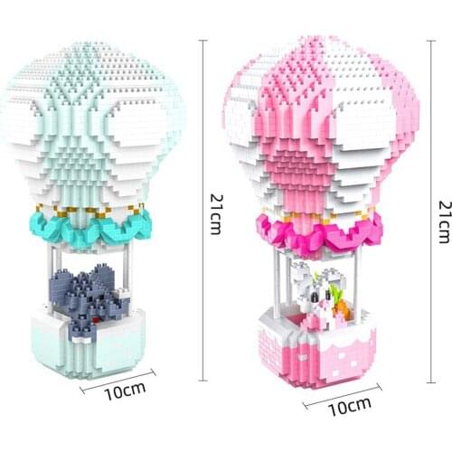 Hot creators elephant rabbit Disneyland animals Fire Air Balloon model bricks mini micro diamond Building blocks toys child gift