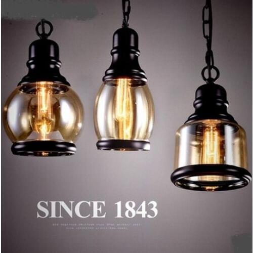 Loft Style Iron Glass Pendant Lights Fixtures Vintage Industrial Lighting For Dining Room Bar Hanging Lamp Lamparas Colgantes