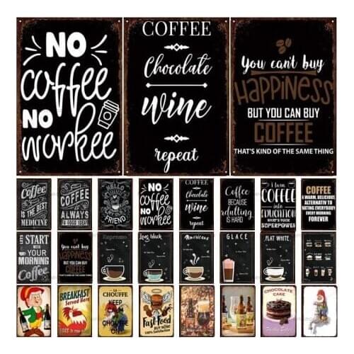 Coffee Menu Plaque Metal Vintage Decor Metal Sign Tin Sign Metal Poster Metal Plate Cafe Home Bar Pub Decoration Vintage Posters