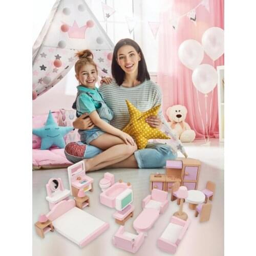 Dollhouse Furniture Miniature Toys Set 3D Wooden Toy Artificial Play House Dollhouse Pretend Dolls Simulation Toys