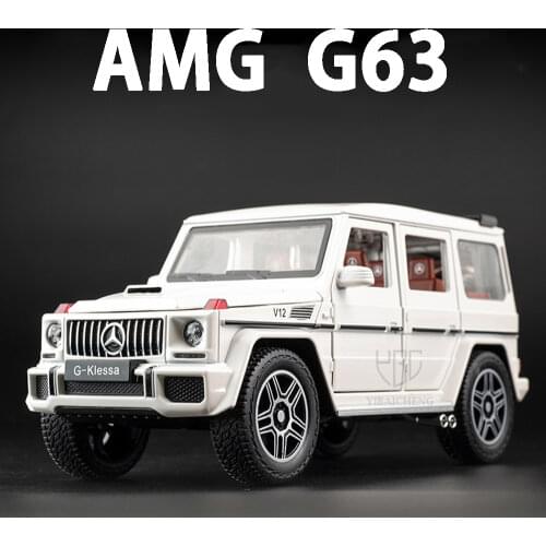 1:24 Alloy AMG G63 Model Car Toys With Sound Light Metal Diecast SUV Rubber Tire Off-road Vehicle Toys For Boy Children Kid Gift
