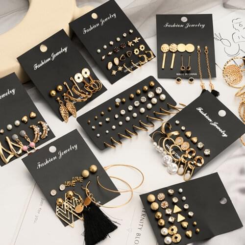 Fashion Korean Dangle Drop Earrings Womens Earrings Set Retro for Women Korean Gold Small Metal Earring 2021 Trend Jewelry