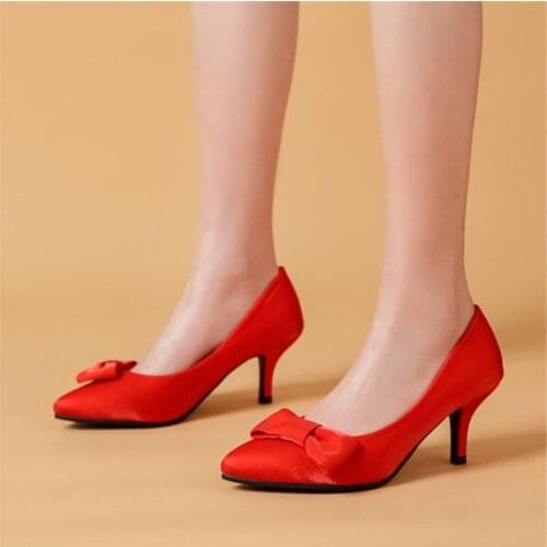 PXELENA Fashion Sexy Satin Thin High Heels Shoes Women Bowknot Pointed Toe Slip On Ladies Party Evening Date Daily Dress Pumps